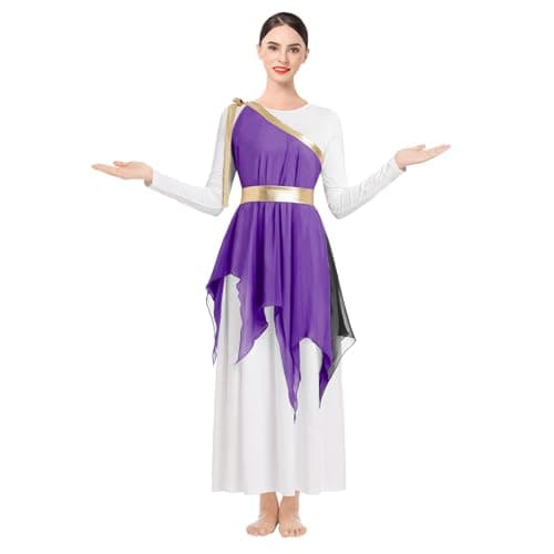 ODASDO Women's White Long Sleeve Maxi Dance Costume + Wrap Skirt