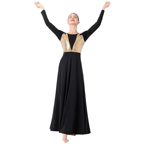 ODASDO Shimmering Praise Dance Dress for Women Liturgical Worship Gown