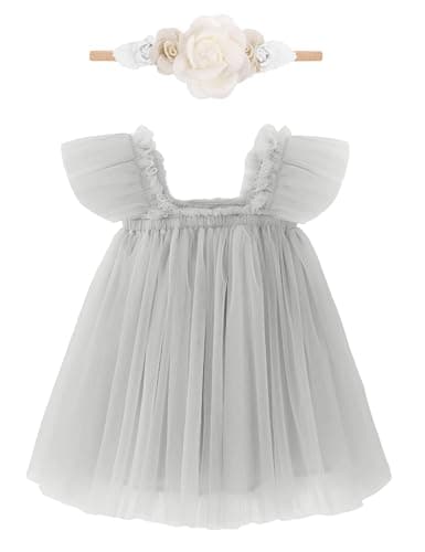 ANHDM Baby Girl First Birthday Cake Smash Outfit with Flower Headband