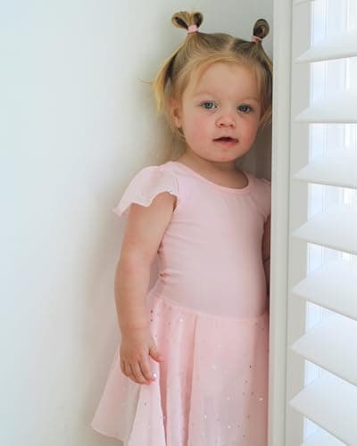 Pink Ruffle Sleeve Ballet Outfit for Toddler Girls