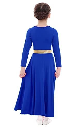 Z&X Girls Liturgical Dance Dress Wide Swing Skirt Long Sleeve Worshiprobe