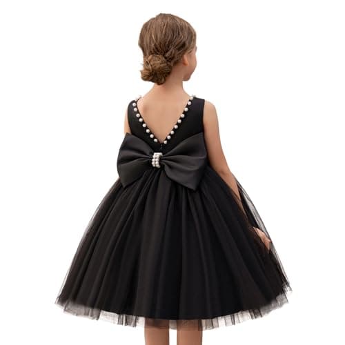 KAQININI Kids' Satin Tulle Maxi Wedding Dress for Flower Girls & Bridesmaids