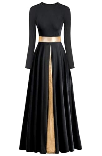 ELLYDOOR Women's Praise Dance Metallic Waistband Long Swing Robe