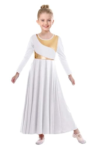 ZYACTU Girls' Metallic Liturgical Dance Dress for Worship and Choir Costumes