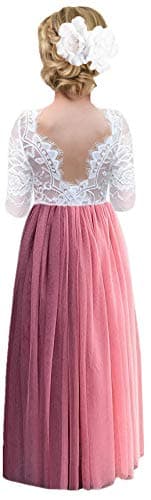 2Bunnies Girl's Rose Lace Back A-Line Tutu Party Dress