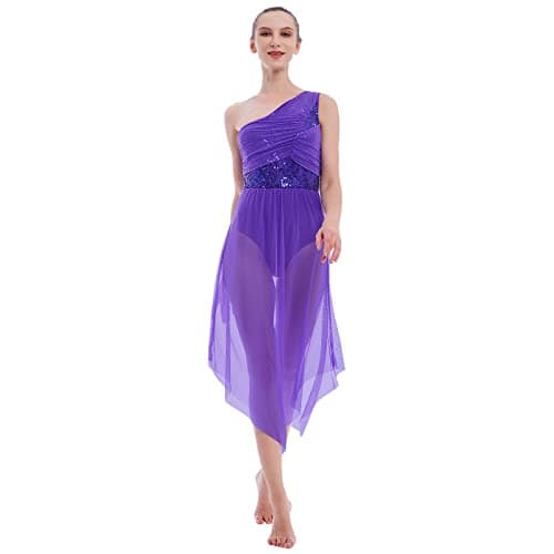 Lyrical Dance Costume for Women: Sequin Mesh Tulle Leotard