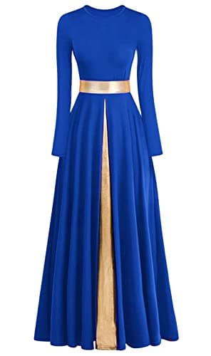 Z&X Women's Modern Worship Long Dresses Liturgical Metal Color Block Dance Robe