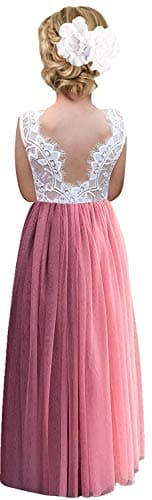 2Bunnies Girl's Rose Lace Back A-Line Tutu Party Dress