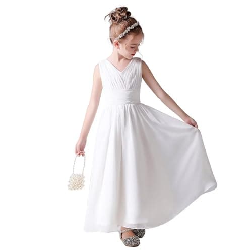 Little Girls Formal Party Dress - Long Chiffon Flower Girl Wedding Bridesmaid Dress
