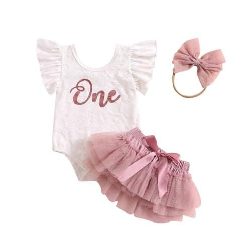 Biayxms Baby Girl First Birthday Outfit with Tutu Skirts and Headband