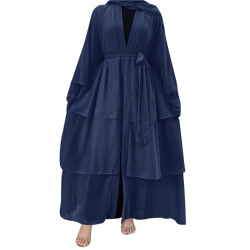 ODIZLI Women's Dubai Style Solid Color Cardigan Robe for Ramadan Modest Fashion