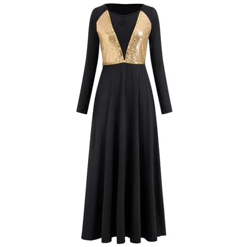 ODASDO Shimmering Praise Dance Dress for Women Liturgical Worship Gown