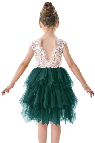 2Bunnies Girl Peony Lace Back Tiered Tutu Party Dress