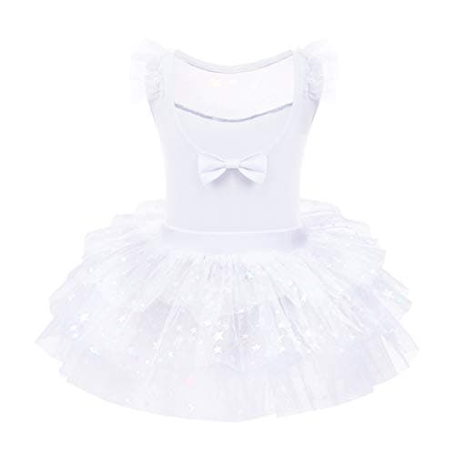 Girls' Dance Leotard with Tutu Skirt and Back Bow - Classic Ballet and Gymnastics Outfit