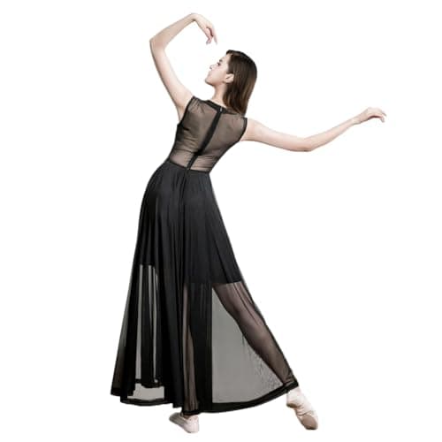 ROYAL SMEELA Women's Modern Lyrical Dance Maxi Dress Sleeveless Tulle Skirt
