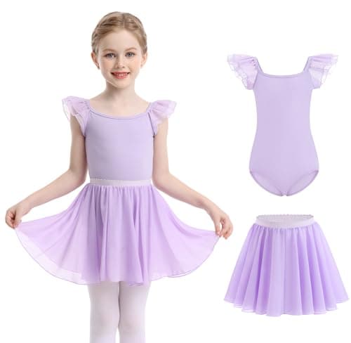 Mecceos Girls' Ballet Leotards - Short/Long Sleeve Skirts
