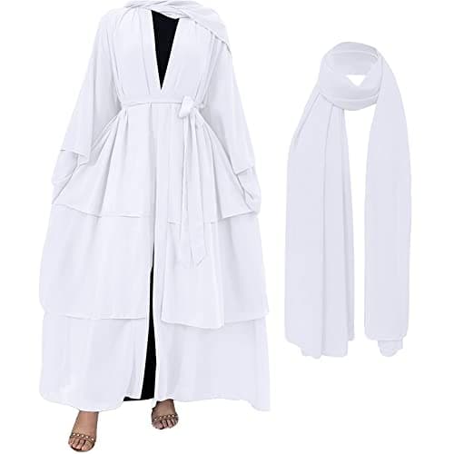 IDOPIP Women's Muslim Abaya Dress - Long Sleeve Dubai Cardigan Robe