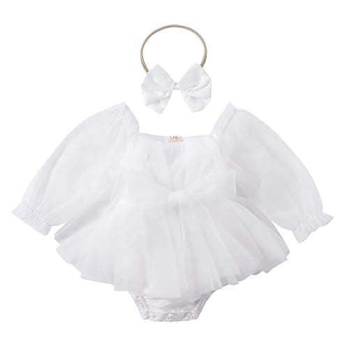 Newborn Baby Girl Flower Embroidery Tutu Princess Bodysuit