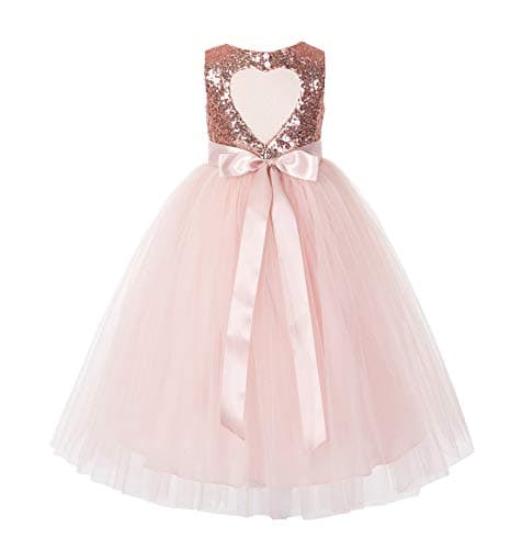 ekidsbridal Heart Cutout Sequin Flower Girl Dress