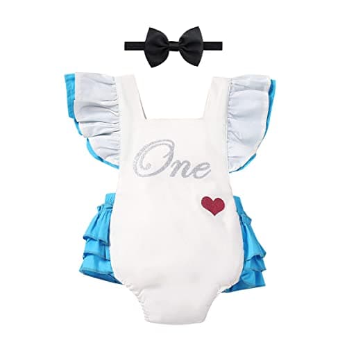 IMEKIS Baby Girl 1st Birthday Tutu Romper & Headband for Cake Smash