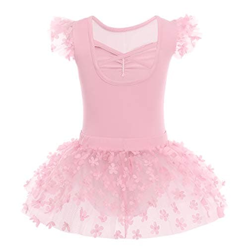 ODASDO Kids Girls Ballet Dance Leotard + Petals Tutu Skirt 3-10 Years