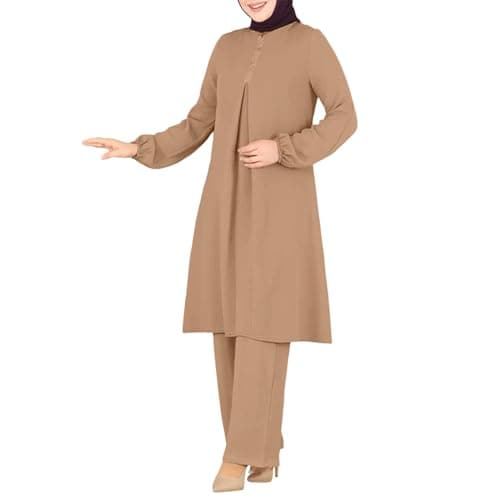 Aniywn Casual 2-Piece Set for Women Plus Size Loose Top Wide Leg Pants Prayer Clothes