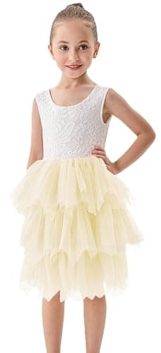 2Bunnies Girl Peony Lace Back Tiered Tutu Party Dress