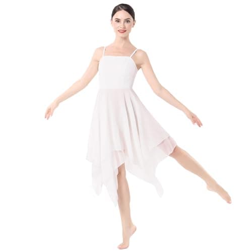 Lyrical Dance Costume for Women: Spaghetti Strap Chiffon Flowy Dress