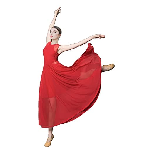 ROYAL SMEELA Women's Modern Lyrical Dance Maxi Dress Sleeveless Tulle Skirt