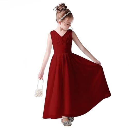 Little Girls Formal Party Dress - Long Chiffon Flower Girl Wedding Bridesmaid Dress