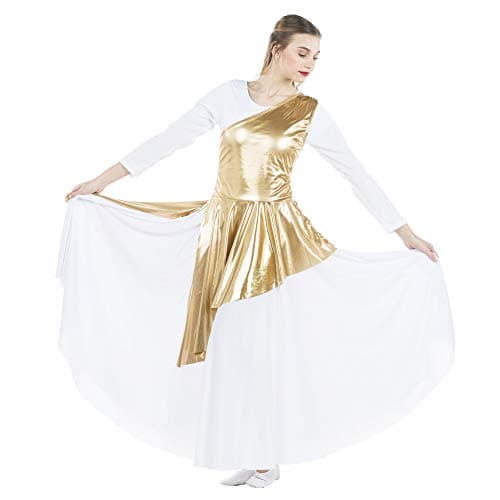 Danzcue Asymmetrical Praise Dance Tunic in White