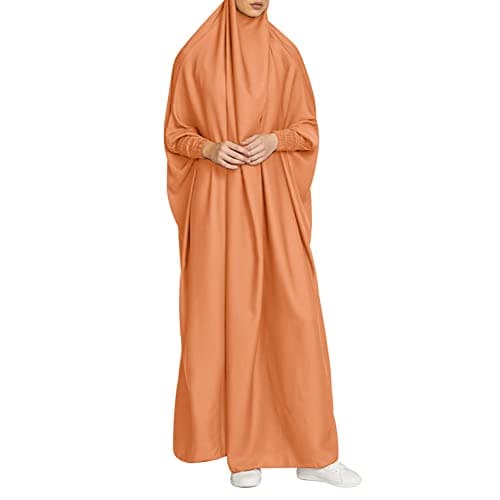 Simple Muslim Women's Maxi Dress with Hijab