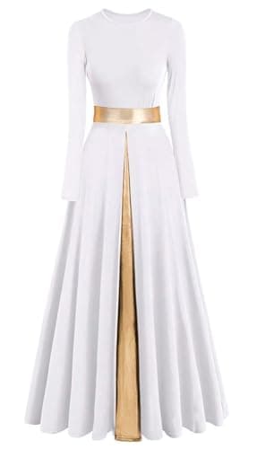 ELLYDOOR Women's Praise Dance Metallic Waistband Long Swing Robe