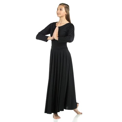 Danzcue Women's Loose Fit Full-Length Long Sleeve Dance Dress