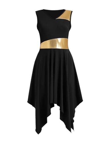 ZYACTU Women's V-Neck Sleeveless Praise Dance Liturgical Dress Lyrical Worship Costumes