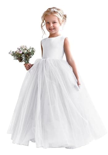 MCieloLuna Flower Girl Satin Tulle Wedding & Communion Dresses