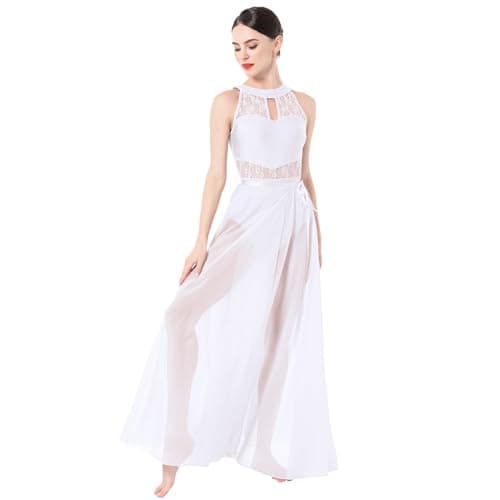 IBAKOM Women's Lyrical Dance Two Piece Sleeveless Leotard and Skirt
