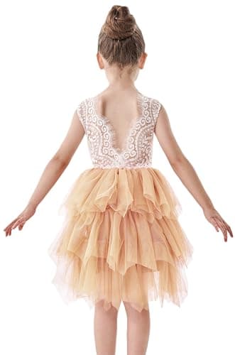 2Bunnies Girl Peony Lace Back Tiered Tutu Party Dress