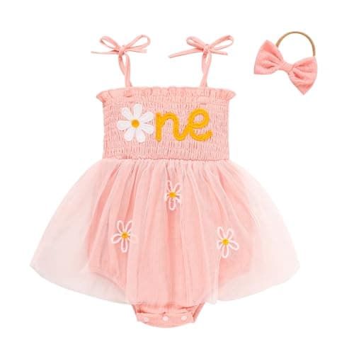 TITKKOP Baby Girl 1st Birthday Tulle Romper Sleeveless Bodysuit Cake Smash Outfits