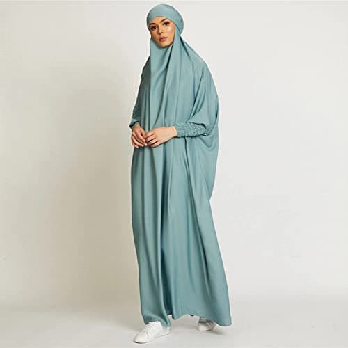 Simple Muslim Women's Maxi Dress with Hijab
