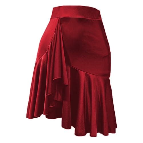 ZYMOZYM Women Black Asymmetrical Lotus Dance Skirt with Underwear