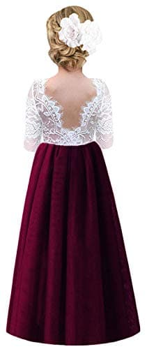 2Bunnies Girl's Rose Lace Back A-Line Tutu Party Dress