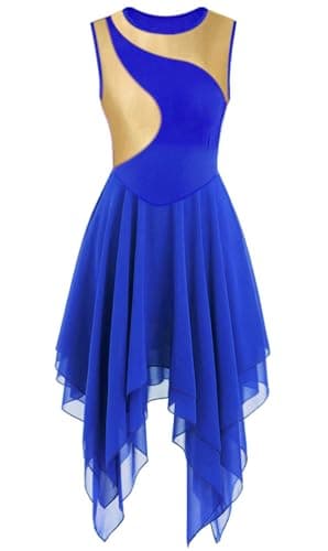 ELLYDOOR Gold Color Block Sleeveless Flowy Skirt Dance Tunic Costumes