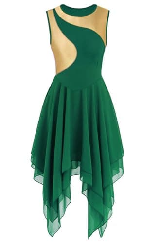 YrsZX Women's Praise Dance Dress & Flowy Skirt for Worship Costumes