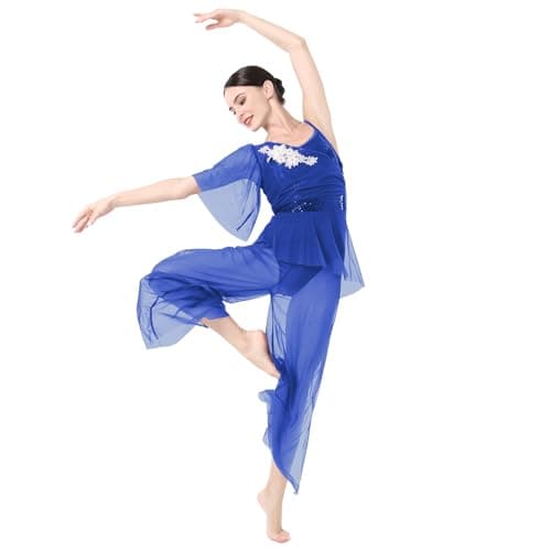 IBAKOM Women's Lyrical Dance 2PCS Chiffon Crop Top & Shorts Outfits