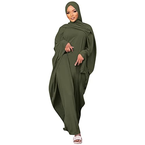 OBEEII Women's Islamic Abaya Dress with Hijab - Full Cover Maxi Robe