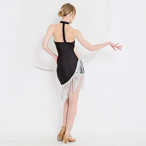 ROYAL SMEELA Women's Fringe Latin Dance Ballroom Dress.SExy Halter Neck Outfit