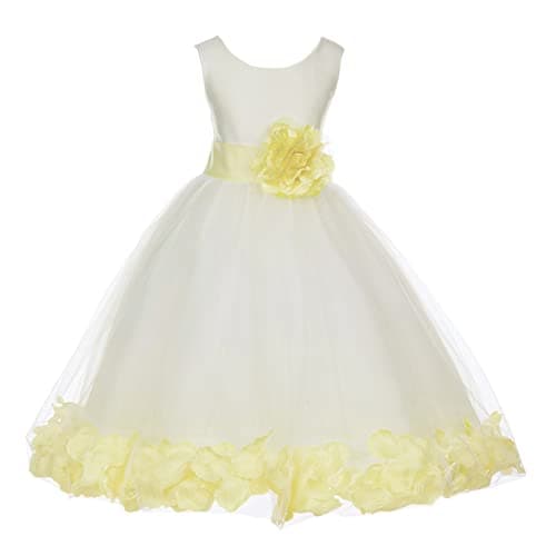 ekidsbridal White Floral Rose Petals Flower Girl Dress