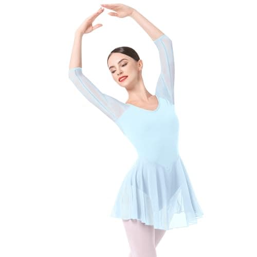 Women's 3/4 Sleeve Ballet Leotard with Skirt - Teens and Adults
