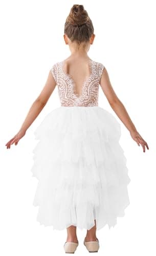 2Bunnies Girl Peony Lace Back Tiered Tutu Party Dress